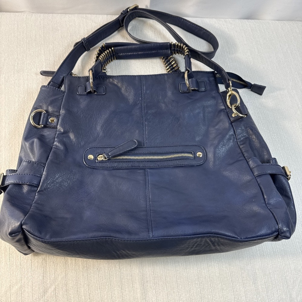Urban Expressions Navy Blue W/gold Accent Hand Or Crossbody Bag